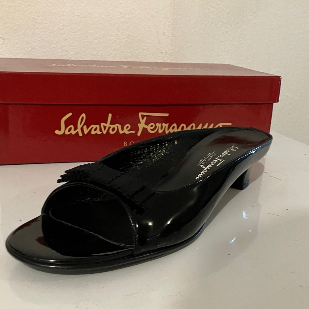 Salvatore Ferragamo Black Patent Leather Loafers